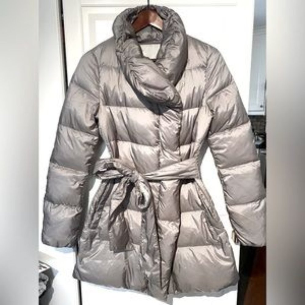 Guess Puffer Coat Silver gray jacket, femme, mid length, Size small, silver